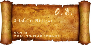 Orbán Milica névjegykártya